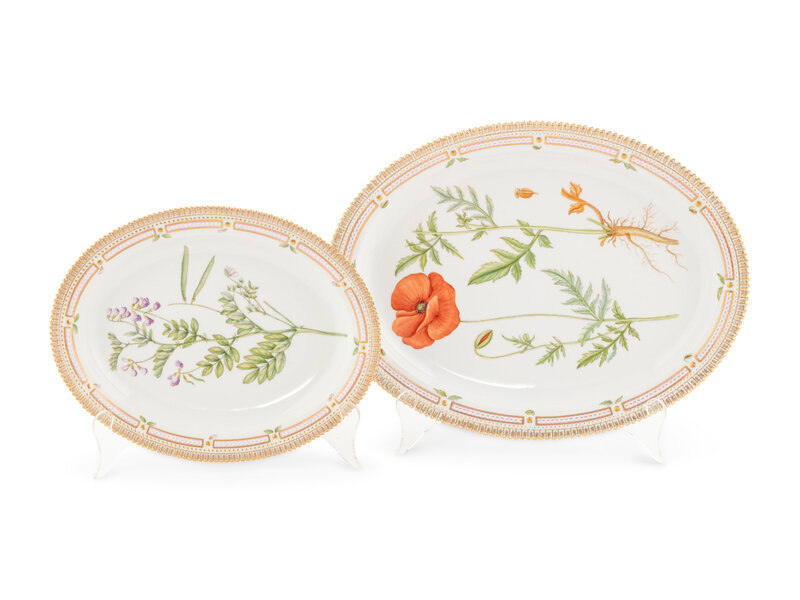 Two Royal Copenhagen Flora Danica Porcelain Platters