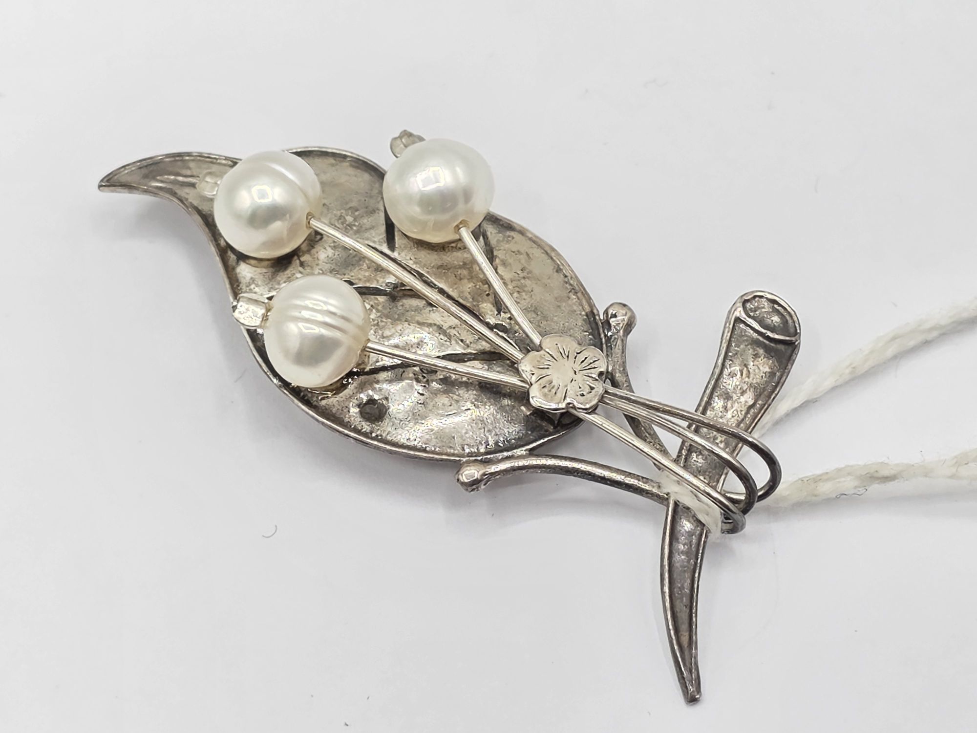 Sterling Silver And Pearl Brooch