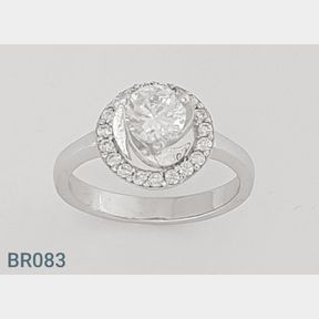STERLING SILVER 'SWIRL DESIGN' RING WITH CZ'S (SIZE N1/2) - 51543/233
