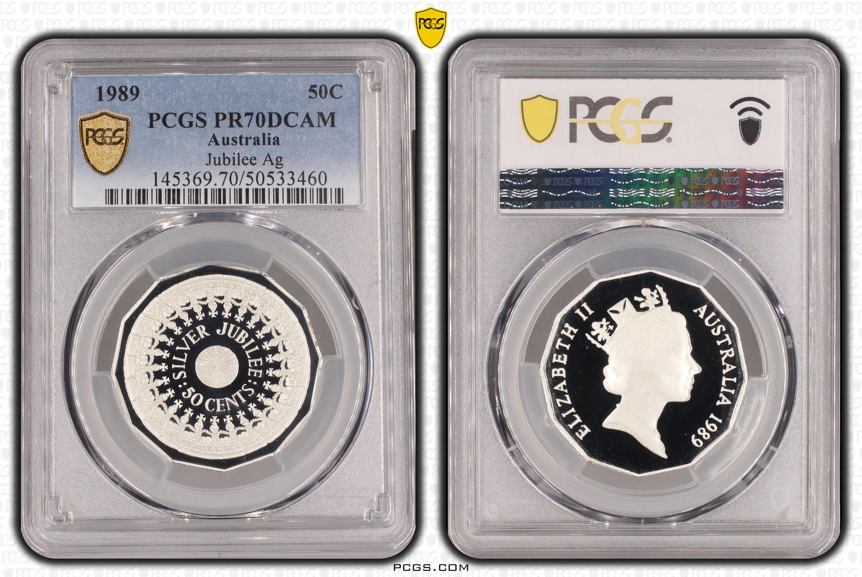 Jubilee Ag, Fifty Cent, 1989, PCGS PR70DCAM