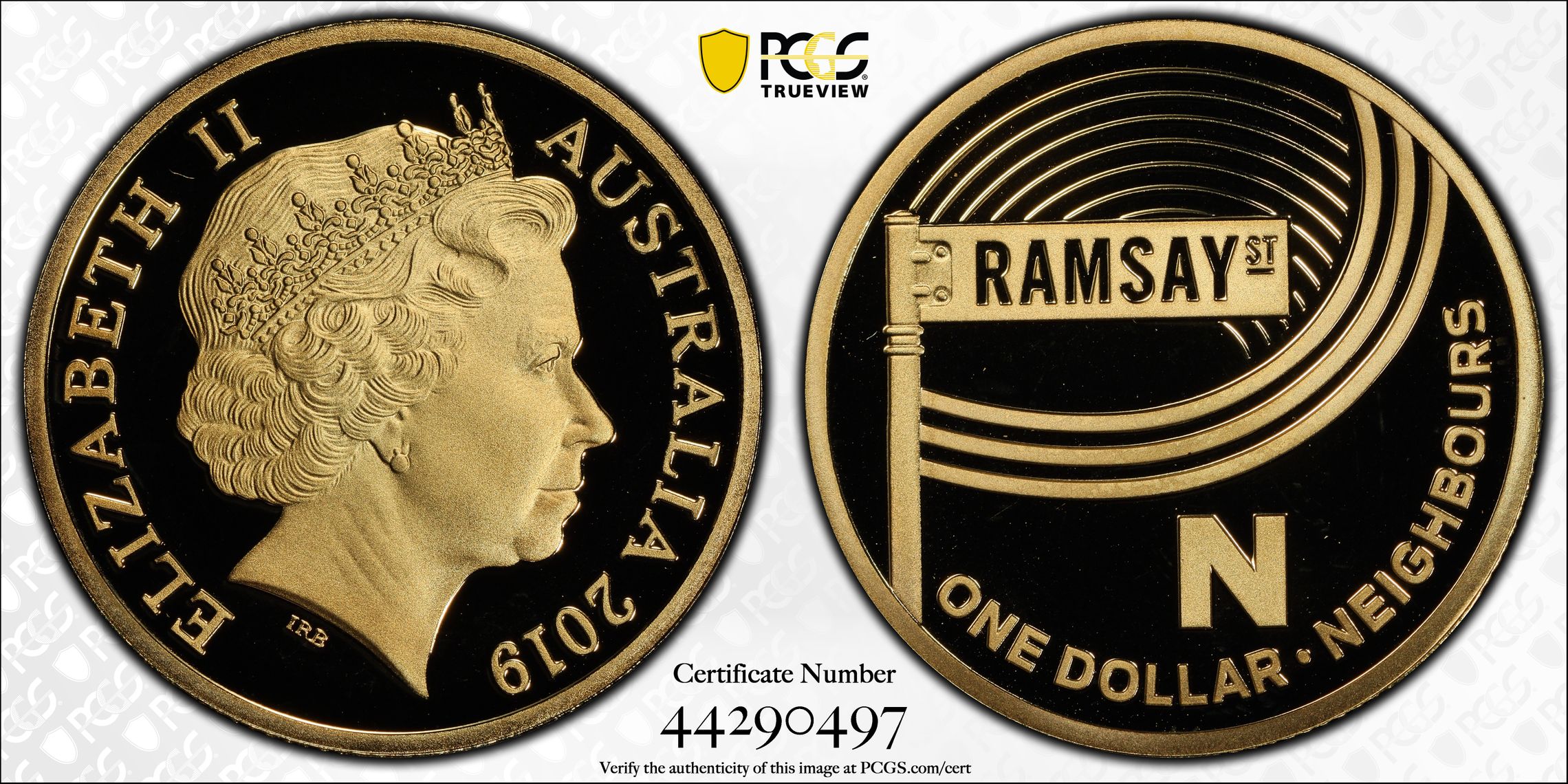 N- Neighbours Great Aussie Coin Hunt, POP 3/0, One Dollar, 2019, PCGS PR70DCAM