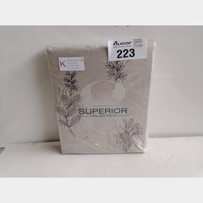 SHERATON EMBROIDERED 200TC DUVET COVER SET LINEAR FLOWER BISCUIT - BROWN - KING -
