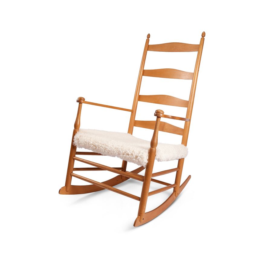 A 20th century Shaker birch ladder-back rocking chair