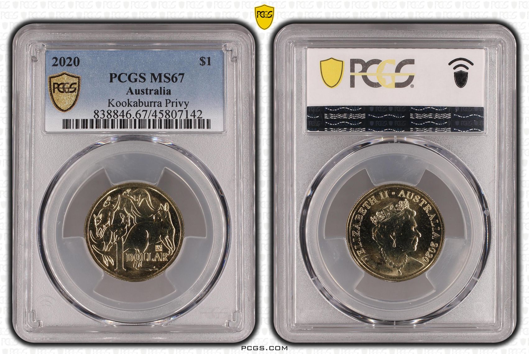 Kookaburra Privy CuAl, One Dollar, 2020, PCGS MS67