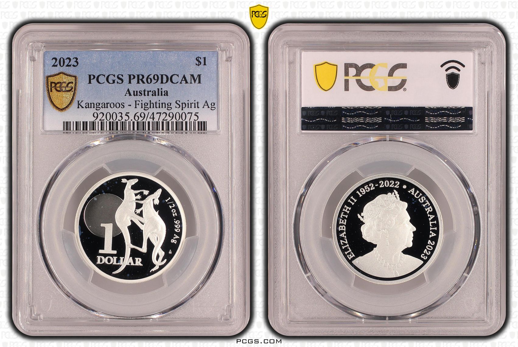 Kangaroos-Fighting Spirit Silver, One Dollar, 2023, PCGS PR69DCAM