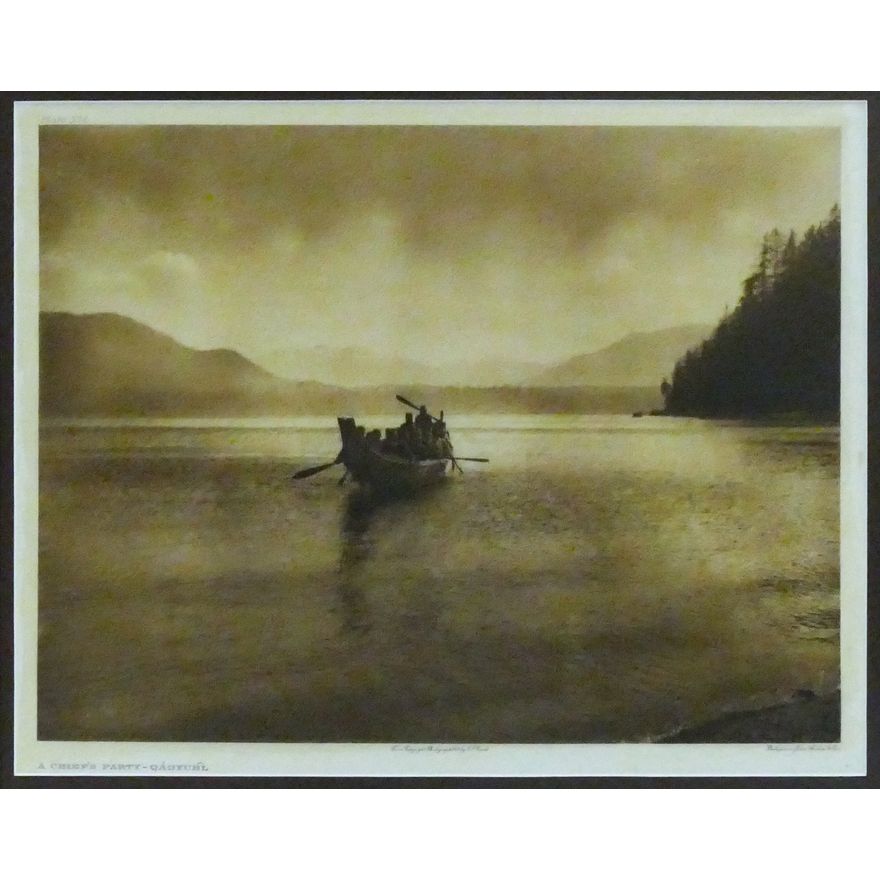 Antique Edward Curtis ''A Chief's Party - Qagyuhl'' (Plate 338) Large Photogravure