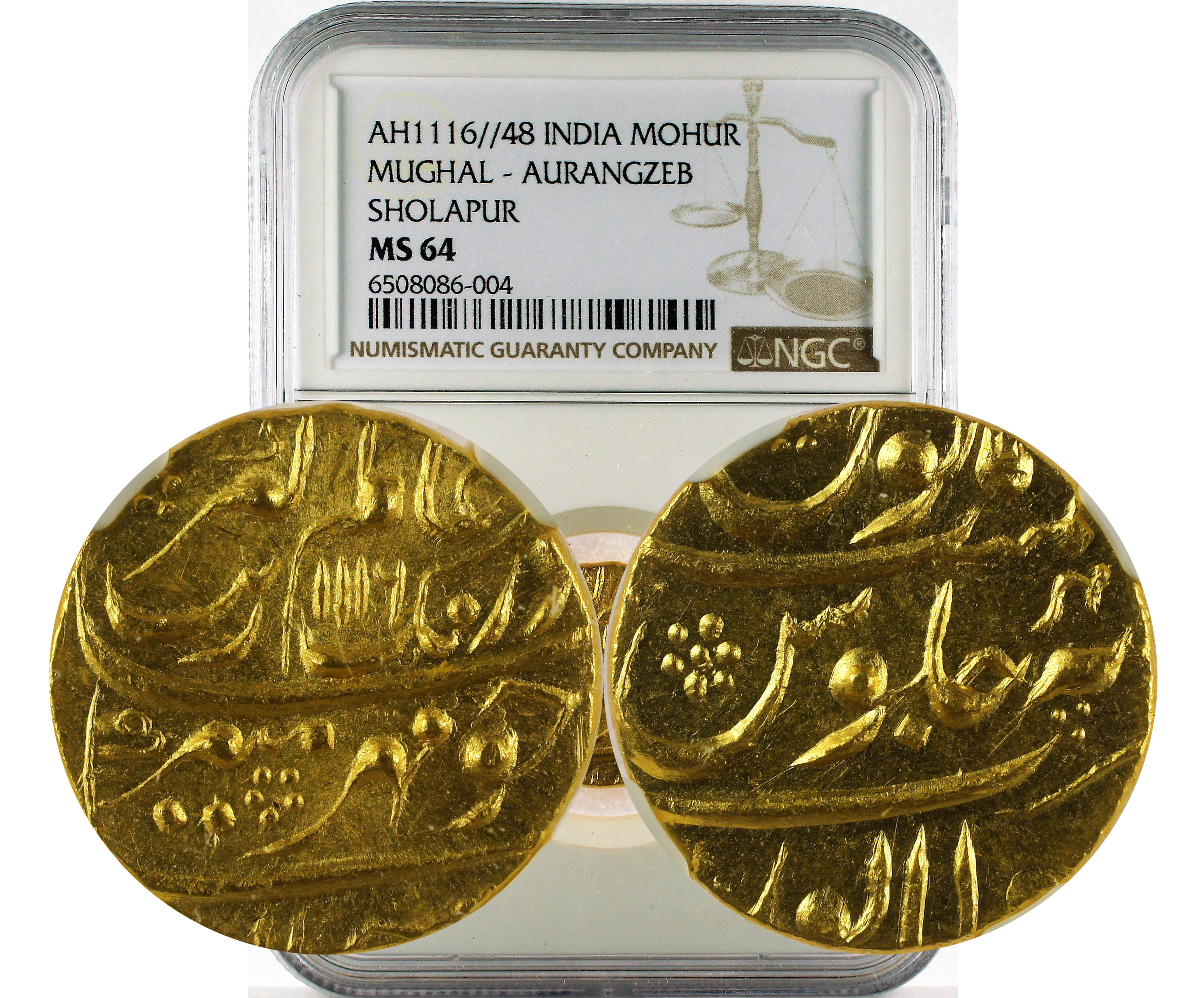 AH1116//48 INDIA MUGHAL - AURANGZEB SHOLAPUR MOHUR MS 64