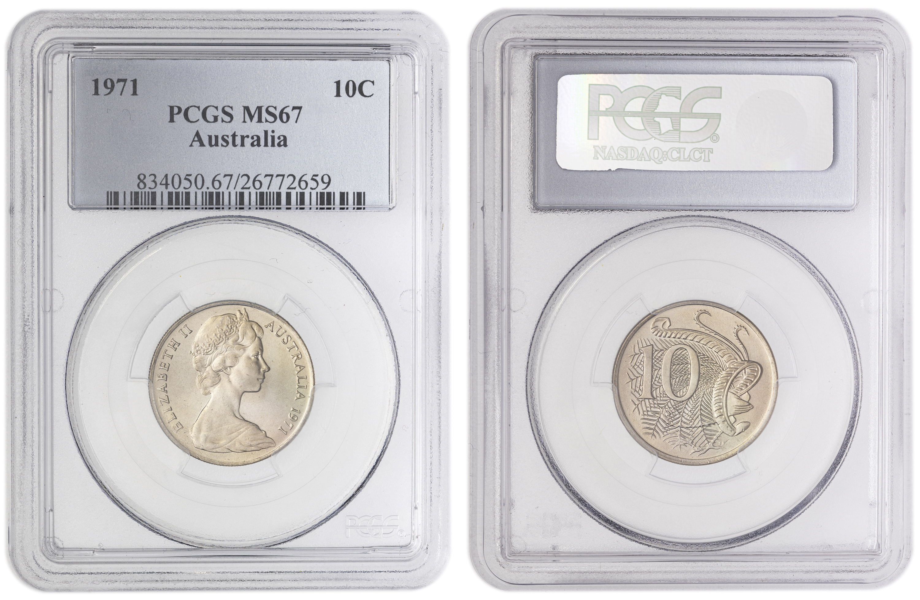 , Ten Cent, 1971, PCGS MS67