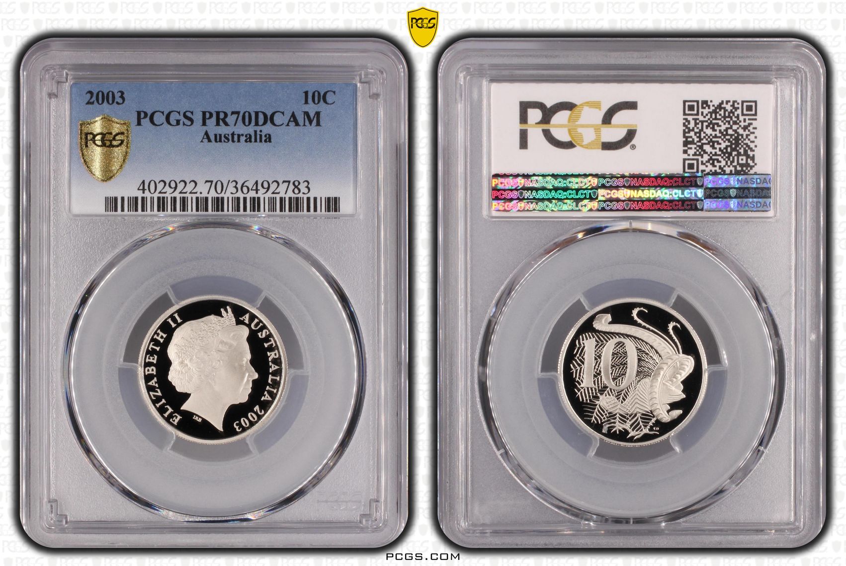 Top pop, Ten Cent, 2003, PCGS PR70DCAM