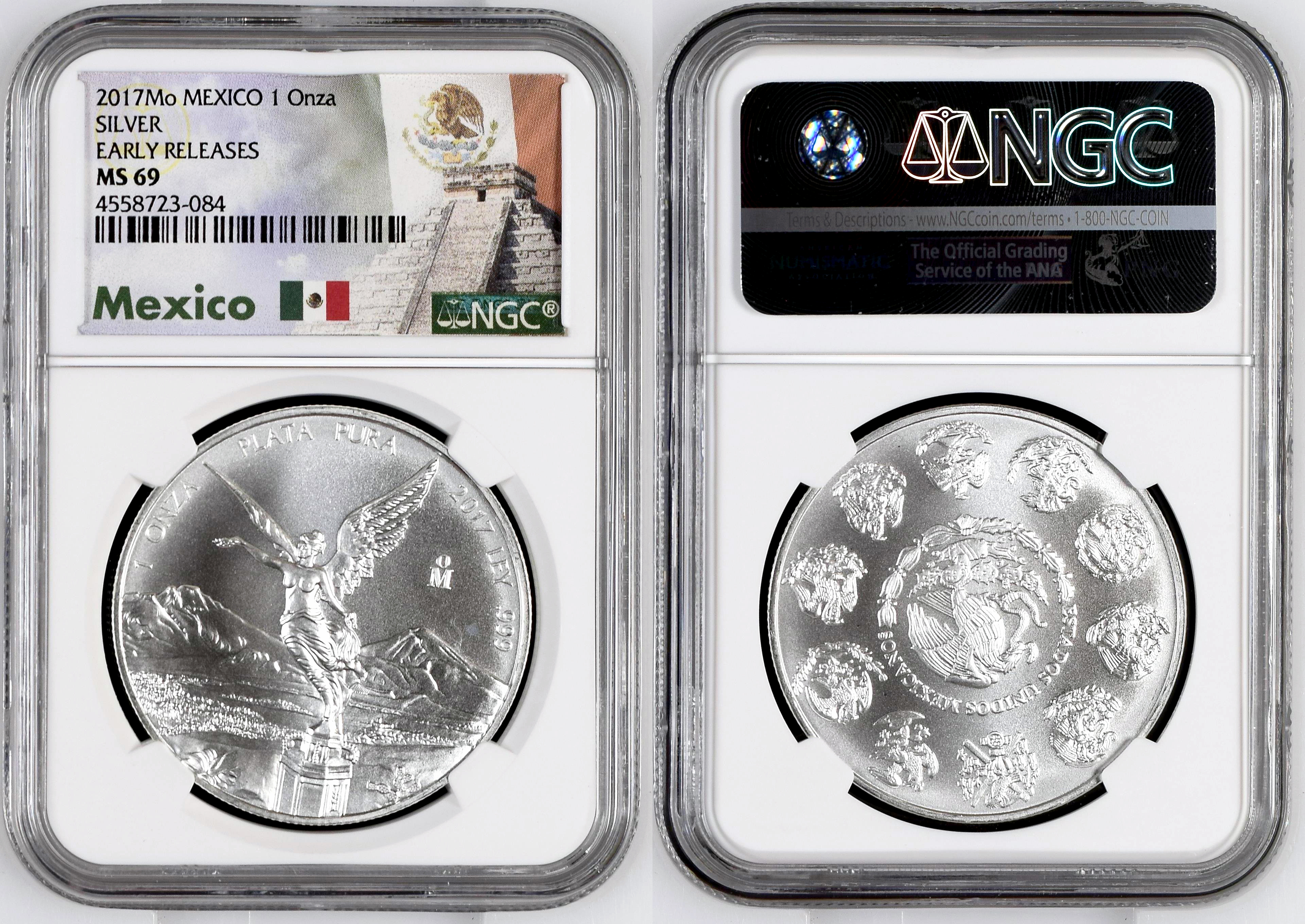 Mexico, Silver Early Releases, One Onza, 2017, NGC MS 69