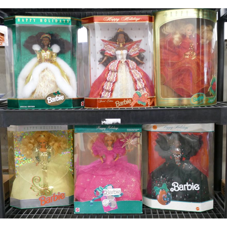 6pc Holiday Barbie Dolls in Boxes