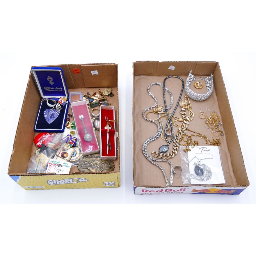 2 Boxes Vintage Costume Jewelry etc.
