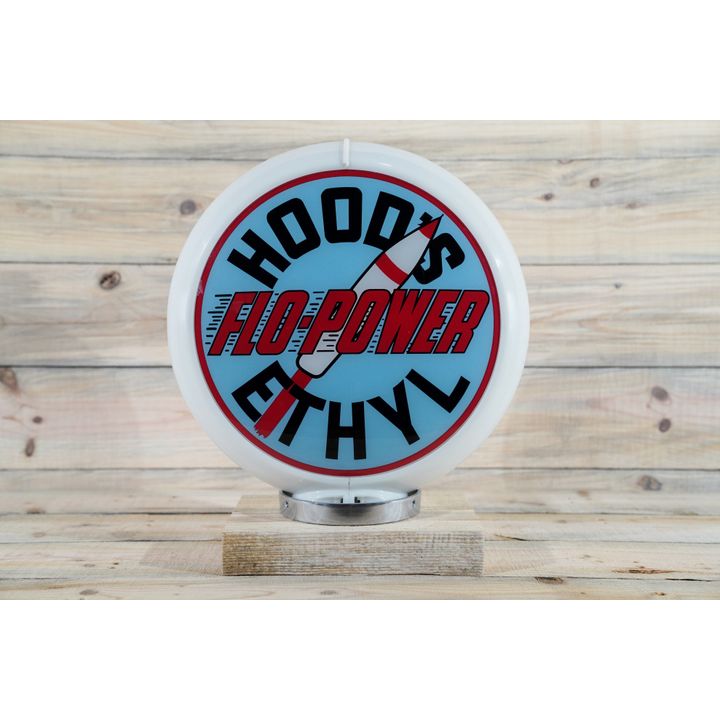 Hood's Flo-Power Ethyl w/ Rocket Gas Pump Globe & 13.5" Lenses TAC 9+