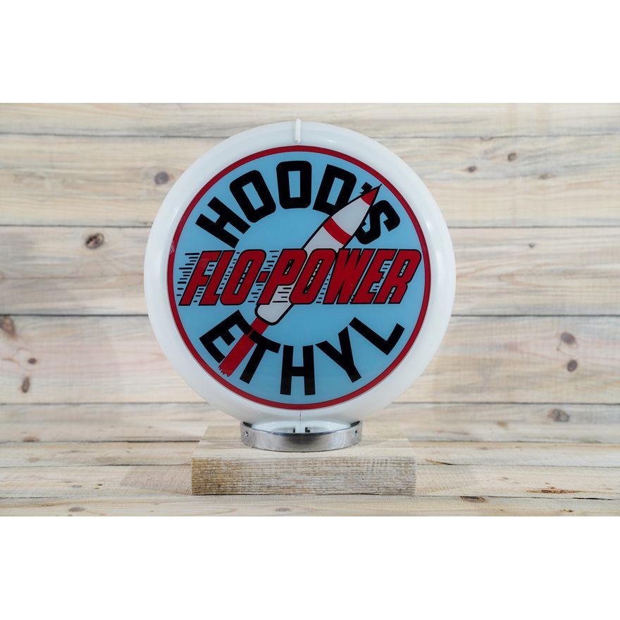 Hood's Flo-Power Ethyl w/ Rocket Gas Pump Globe & 13.5" Lenses TAC 9+