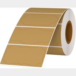 2.5"X1.5" FATICO 2.5X1.5 INCH THERMAL LABELS BROWN DIRECT THERMAL LABELS SELF ADHESIVE FANCY SHAPE THERMAL RETRO STICKES FOR LOGO