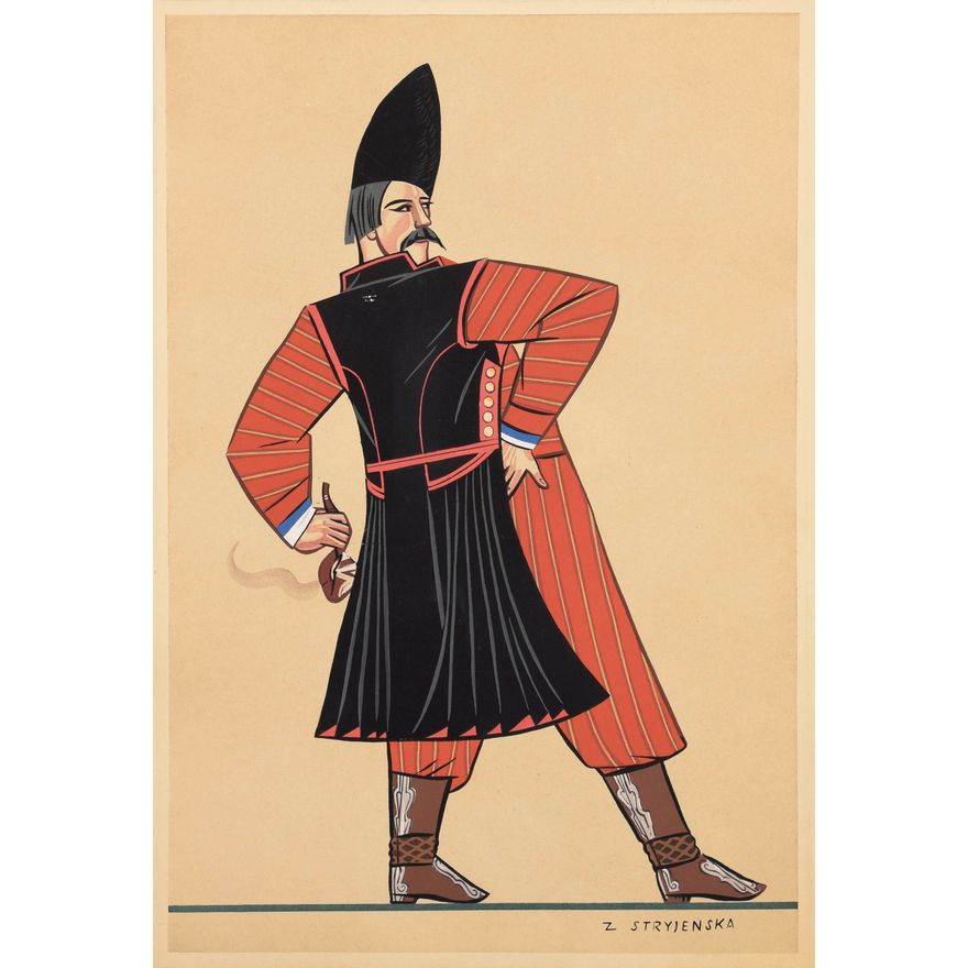 Zofia Stryjeńska | Chłop z Sieradza, plansza nr 25 z teki Polish Peasants’ Costumes, 1939 r.