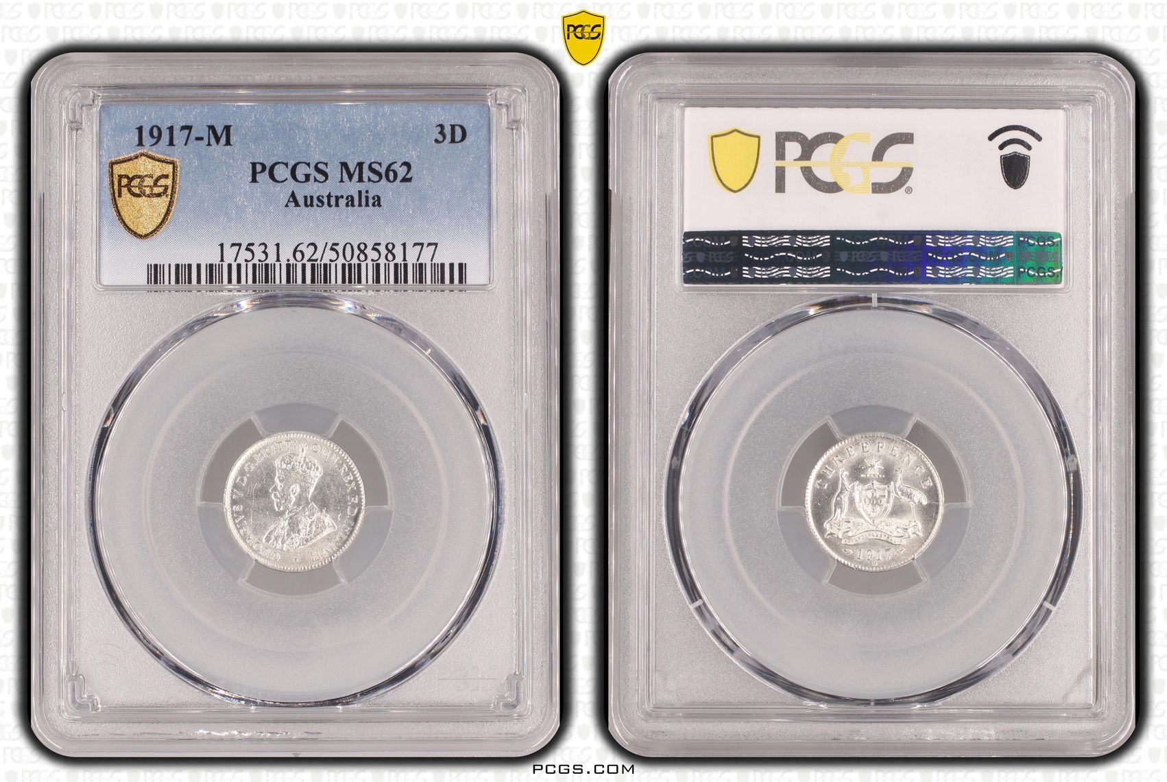 Threepence, 1917-M, PCGS MS62