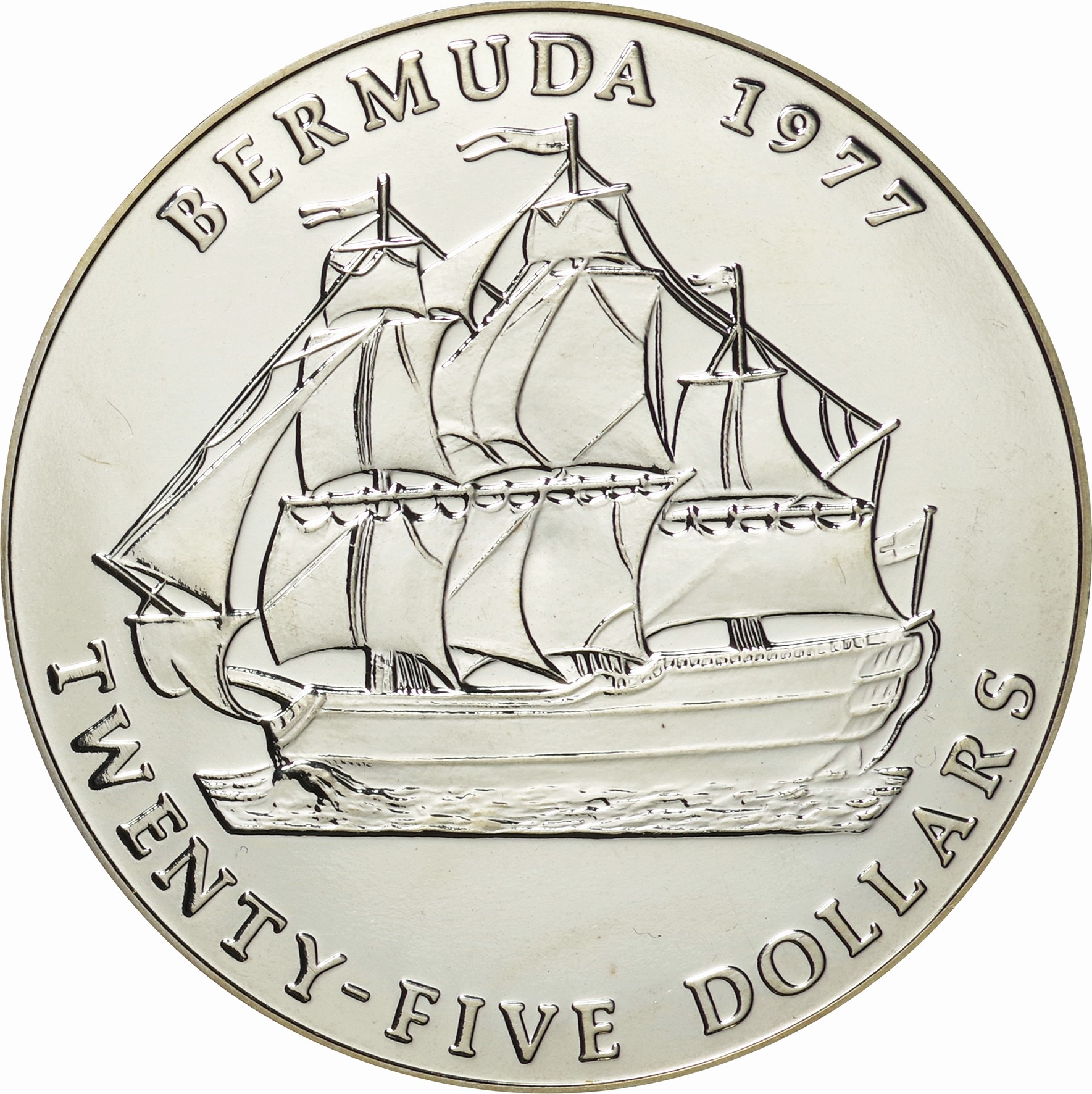 バミューダ-Bermuda. 未使用. UNC. Silver. 25ドル(Dollars