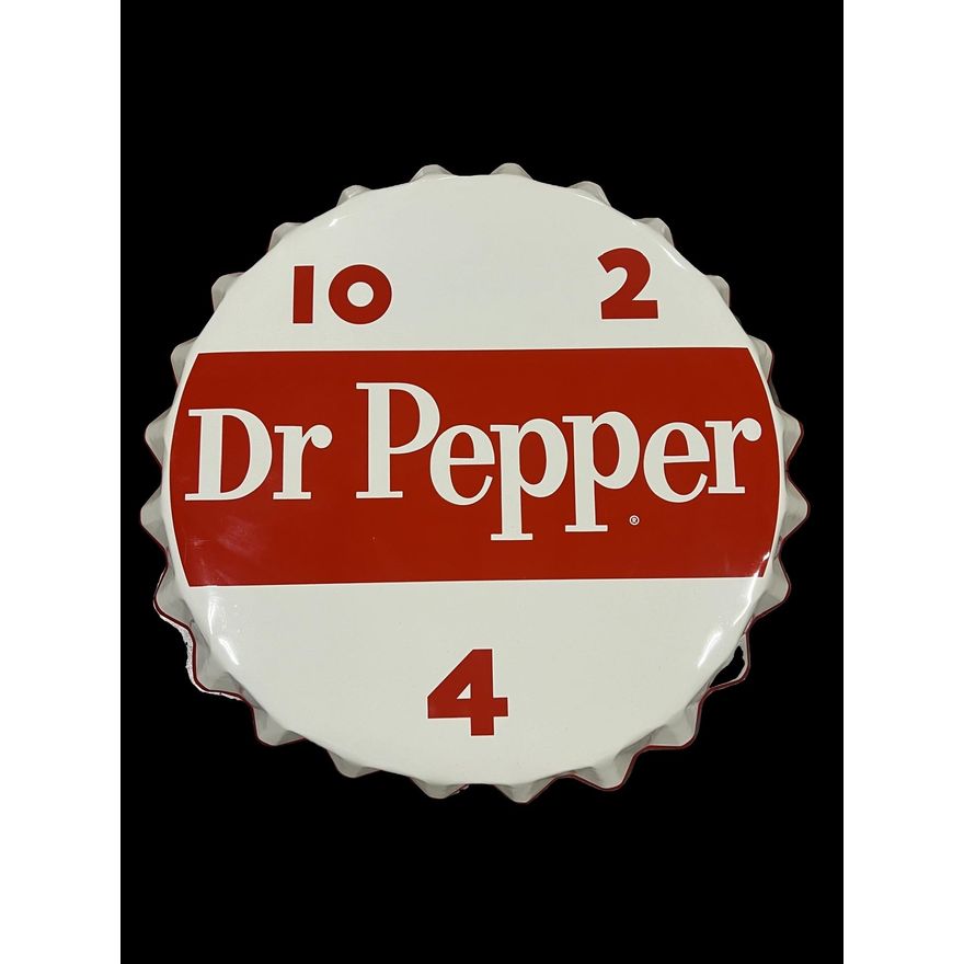 Outstanding NOS Large Dr. Pepper Tin Metal Soda Cap Bottle