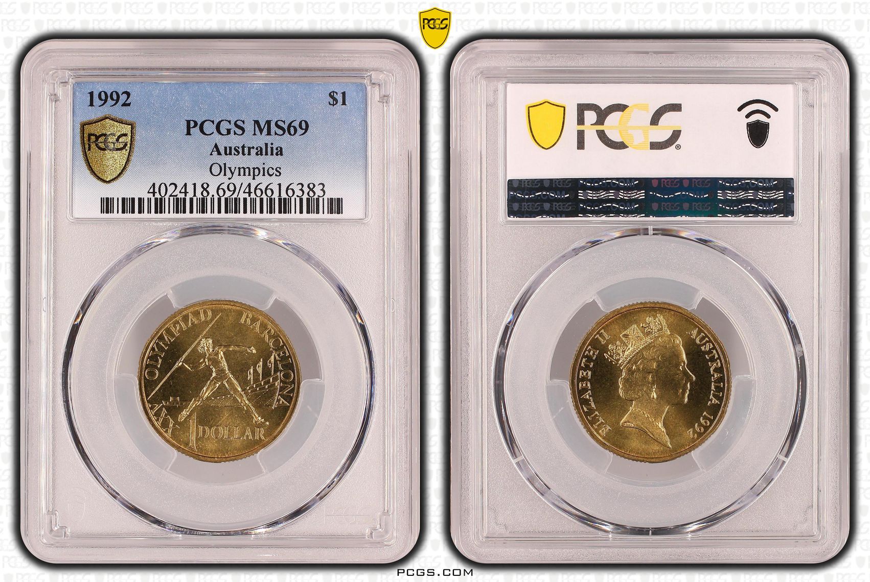 Olympics, One Dollar, 1992 POP Report 11/0, PCGS MS 69