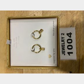 INSPIRED BY YOU GOLD PLATED CZ HEART LOCK HOOP EARING