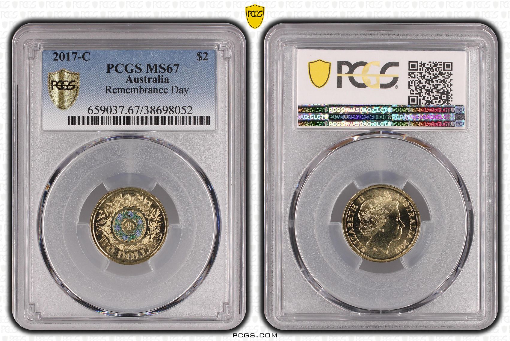 Remembrance Day, Two Dollar, 2017-C, PCGS MS67