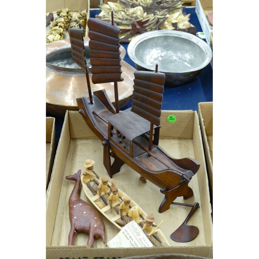 Box Chinese Rosewood Junk Ship Model etc.