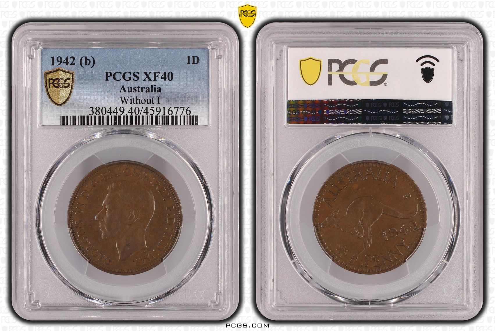1942 Australia Penny Without I PCGS - XF40BN -776