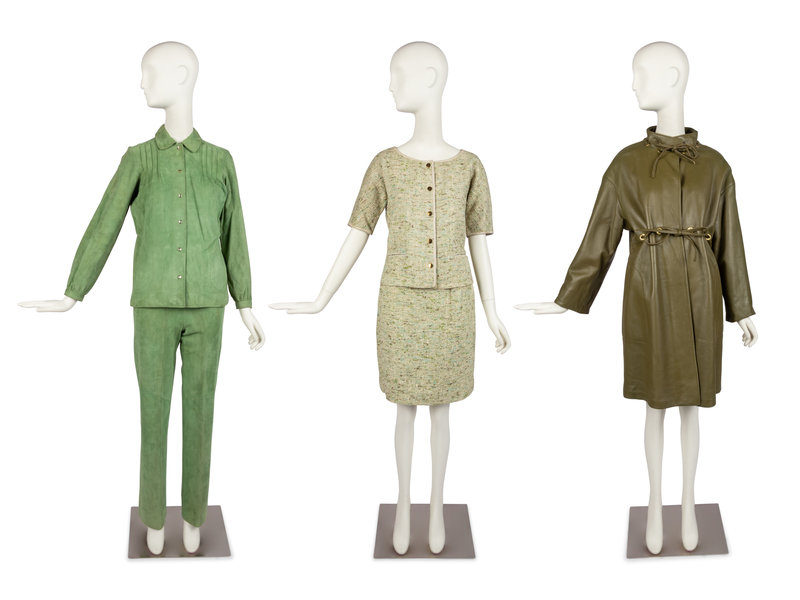Bonnie Cashin Coat, Top and Skirt, Top and Pants, Two Sketches, Pattern, 1960-70s