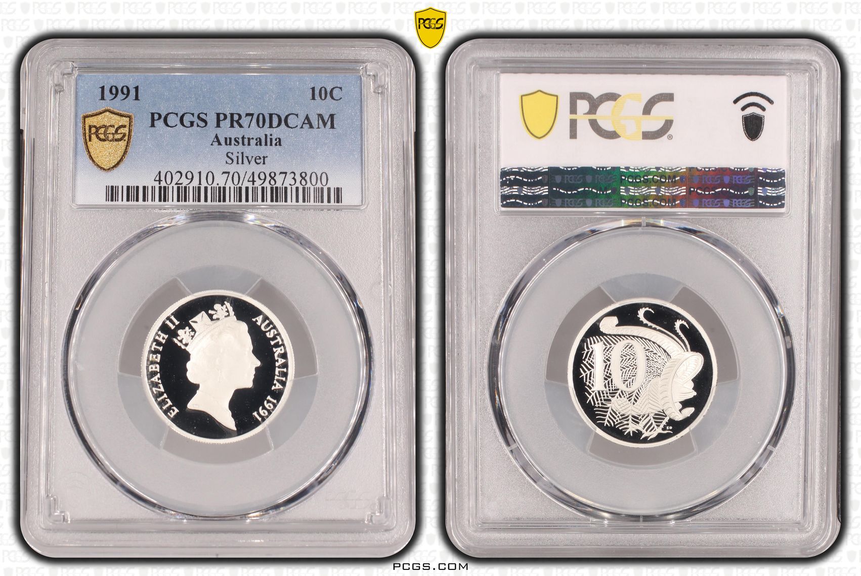 Silver , Ten Cent, 1991, PCGS PR70DCAM