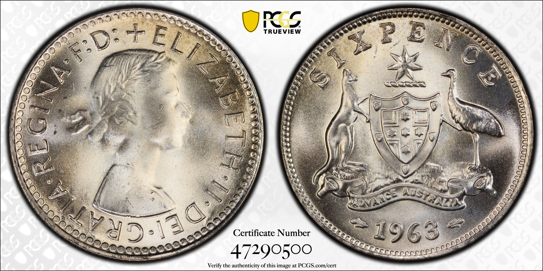 Sixpence, 1963(m), PCGS MS66