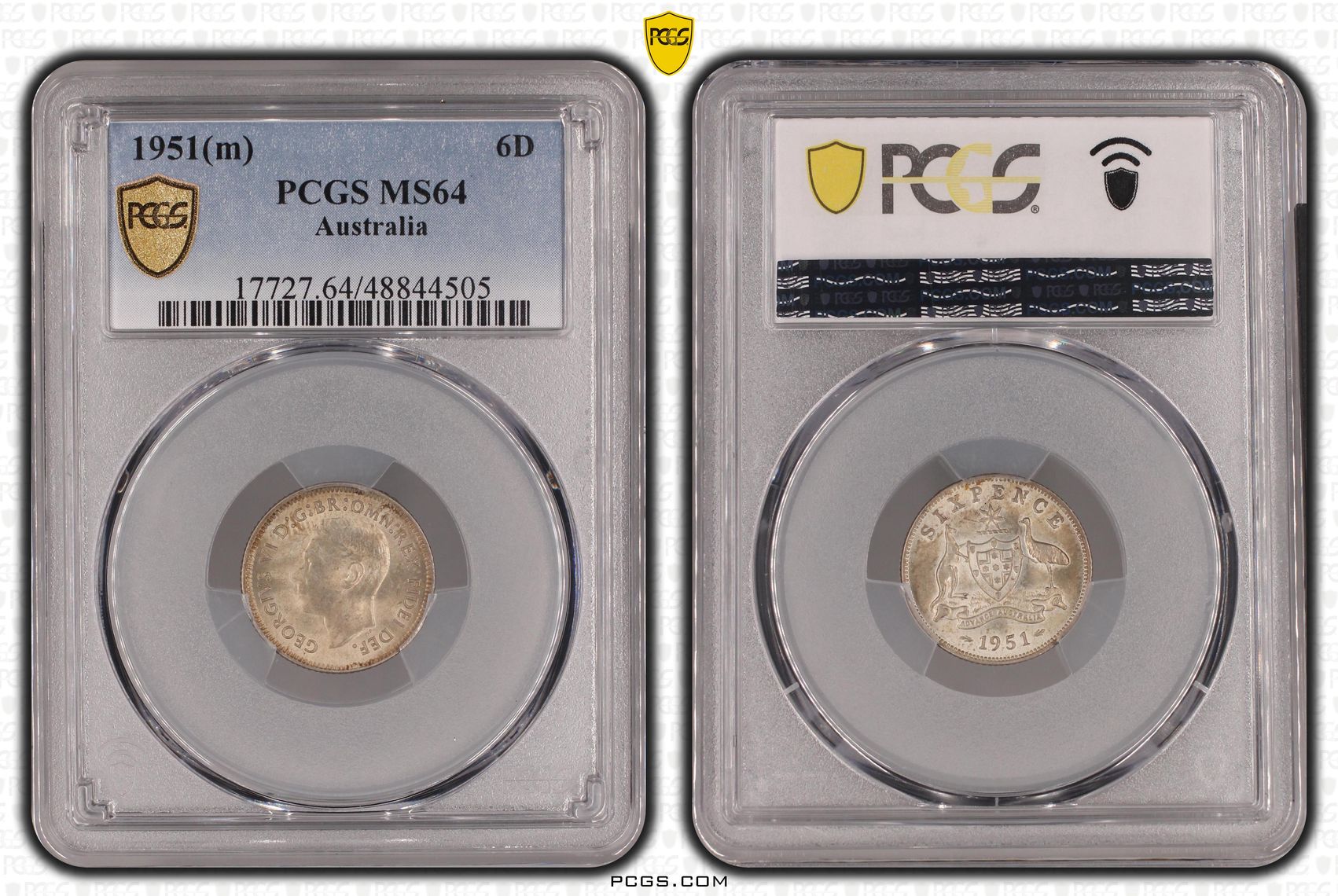 George VI, Sixpence, 1951, PCGS MS64