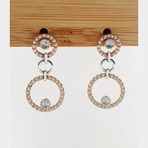 18CT 3 TONE GOLD DROP EARRINGS WITH 0,440CT DIAMONDS - 51929/12782