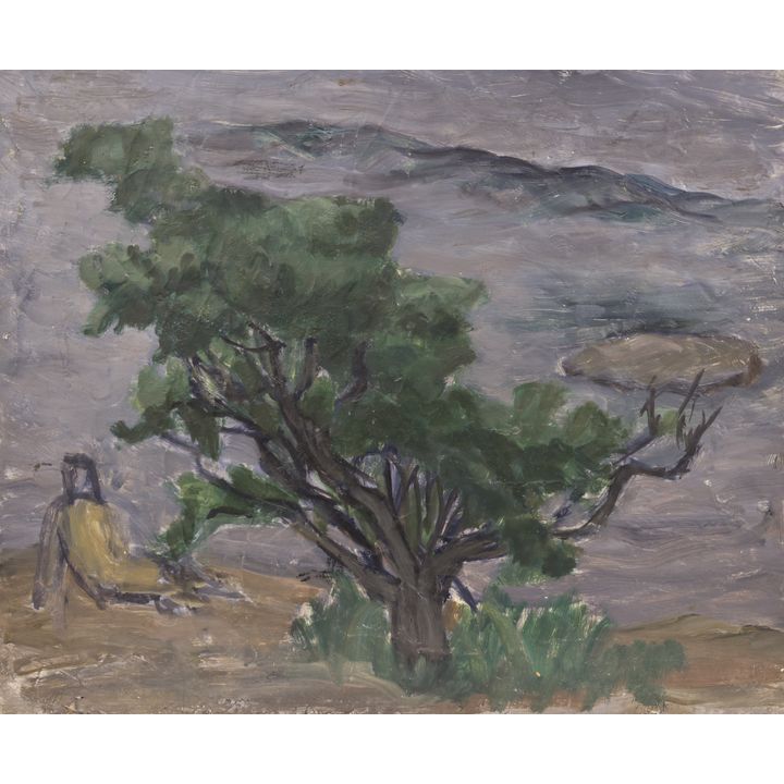 Albert Runquist ''Sitting under a Tree'' Oil