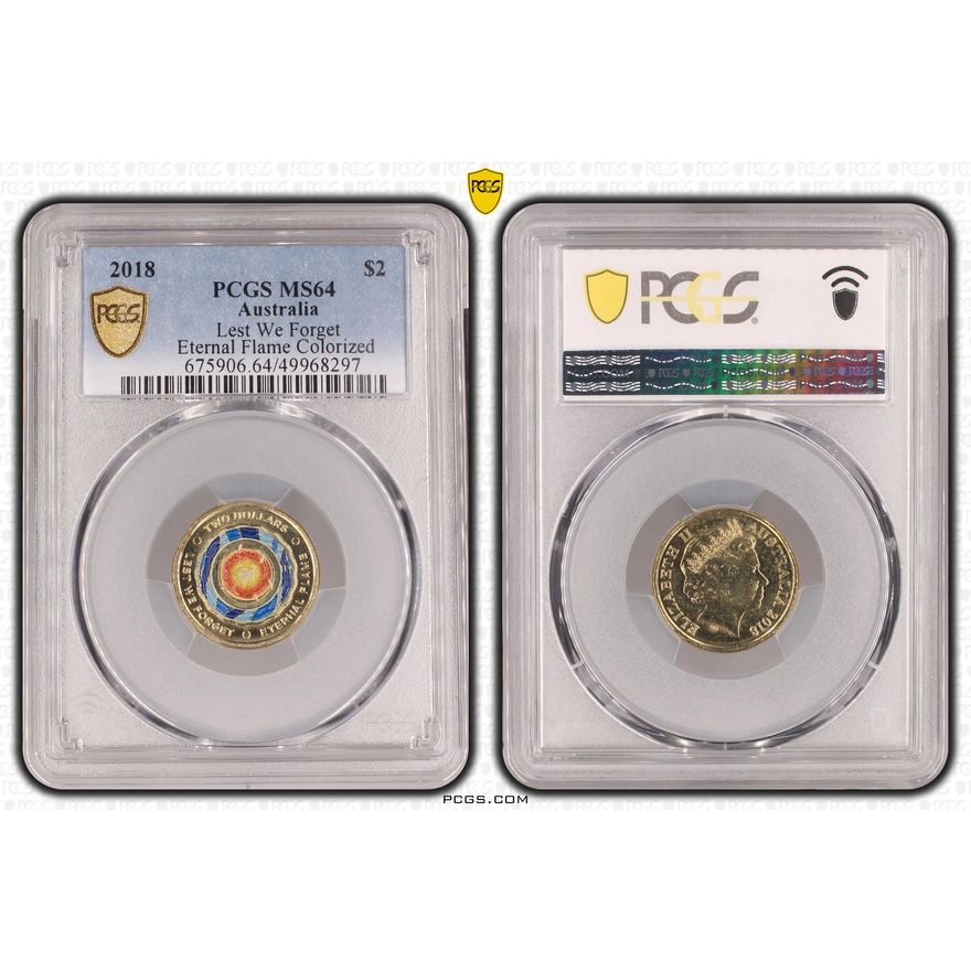Lest We Forget - Eternal Flame Colorized, Two Dollar, 2018, PCGS MS64