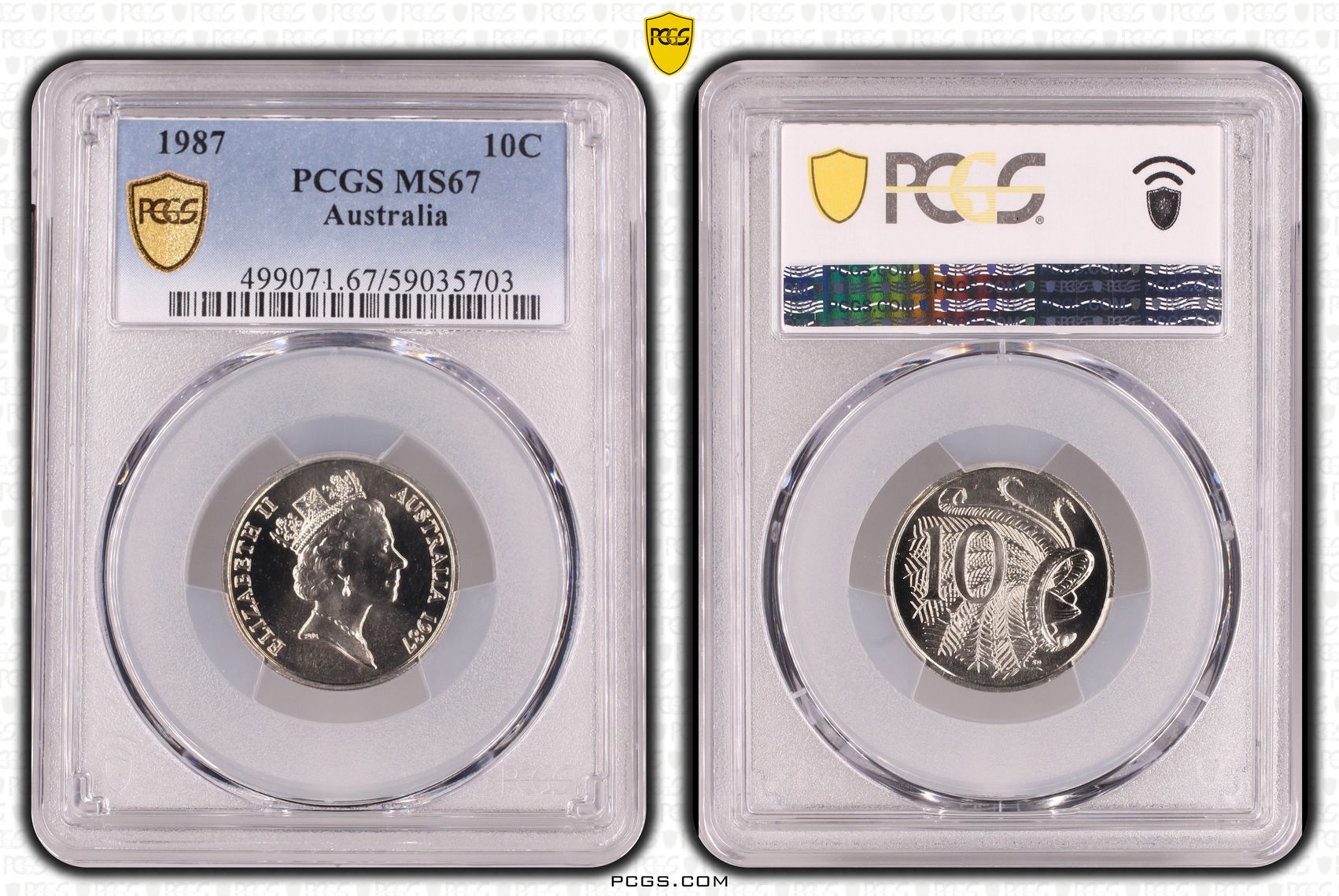 Ten Cent, 1987, PCGS MS67