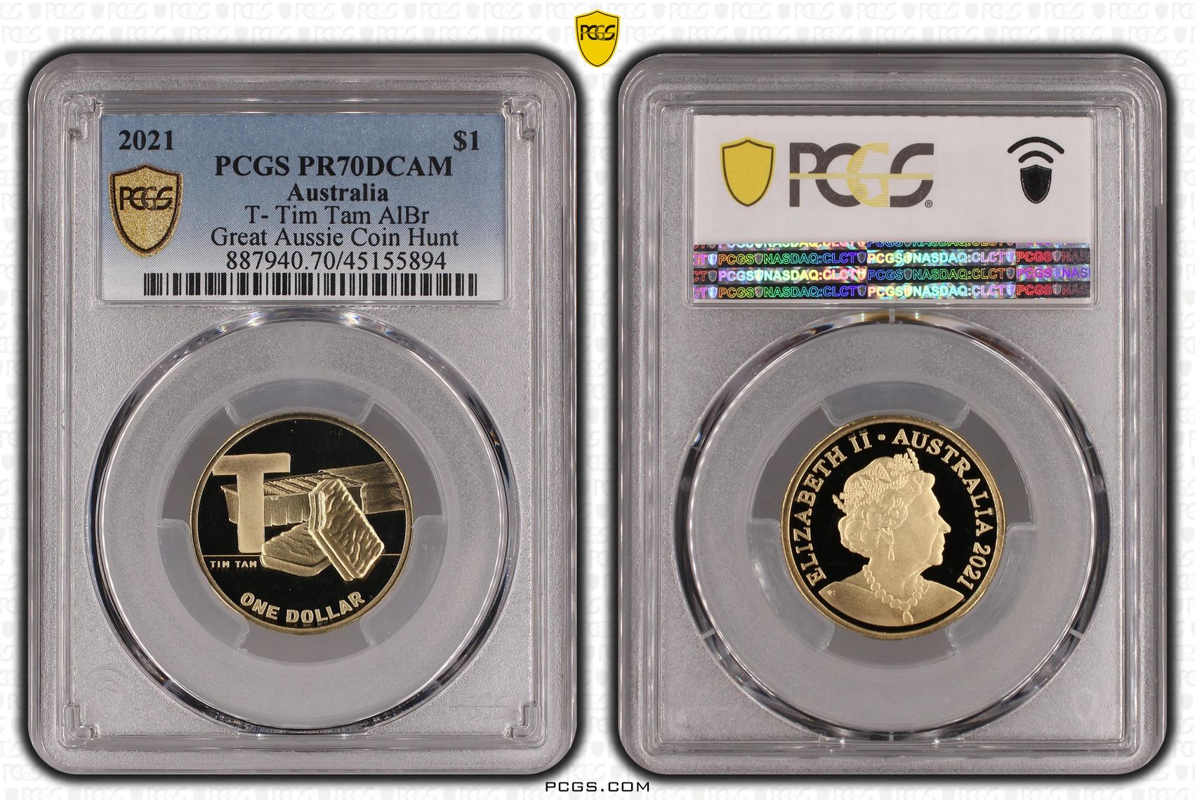 Elizabeth II, T- Tim Tam AlBr, One Dollar, 2021, PCGS PR 70DCAM