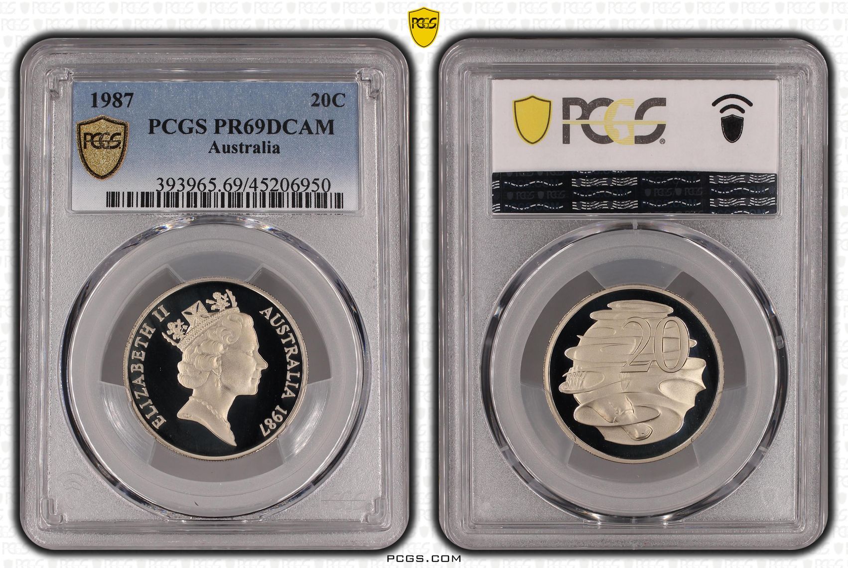 Twenty Cent, 1987, PCGS PR69DCAM