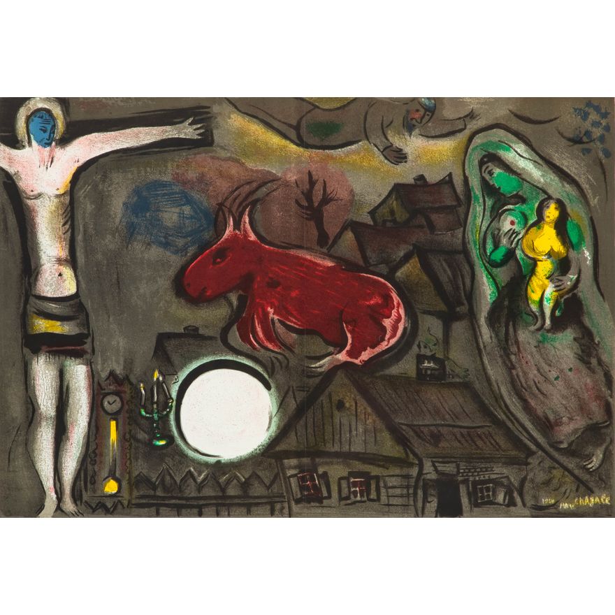 Marc Chagall | Mistyczne ukrzyżowanie z albumu "Derierre le Miroir", 1950