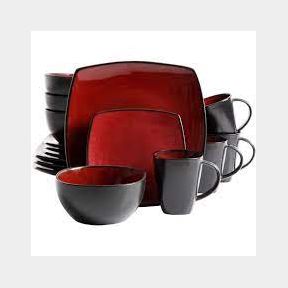 13 Pieces Square Ceramic Dinner Set - Red | PK 51672/3489 B5 (S4)