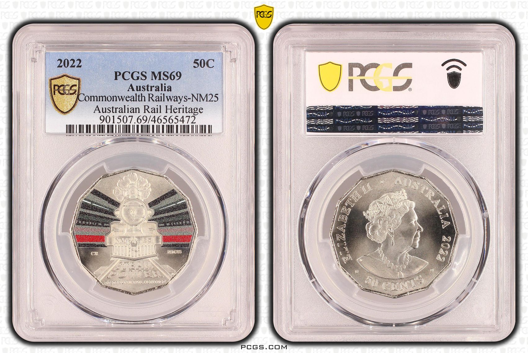Commonwealth Railways-NM25 Australian Rail Heritage, Fifty Cent, 2022, PCGS MS69