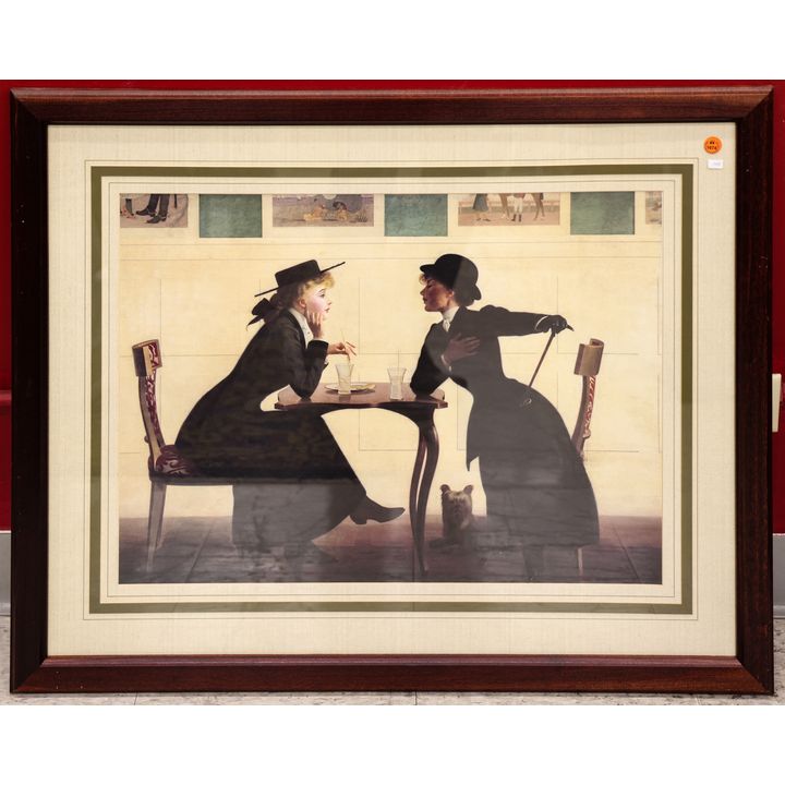 Harry Wattrous Cafe Scene Fine Art Print Framed 27''x33''