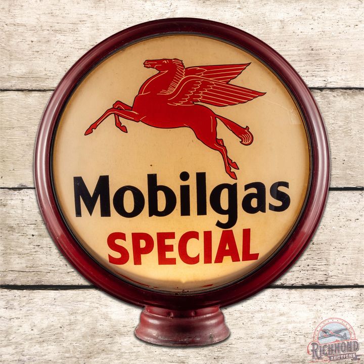 Mobilgas Special Gasoline 15" HP Metal Body Gas Pump Globe Complete