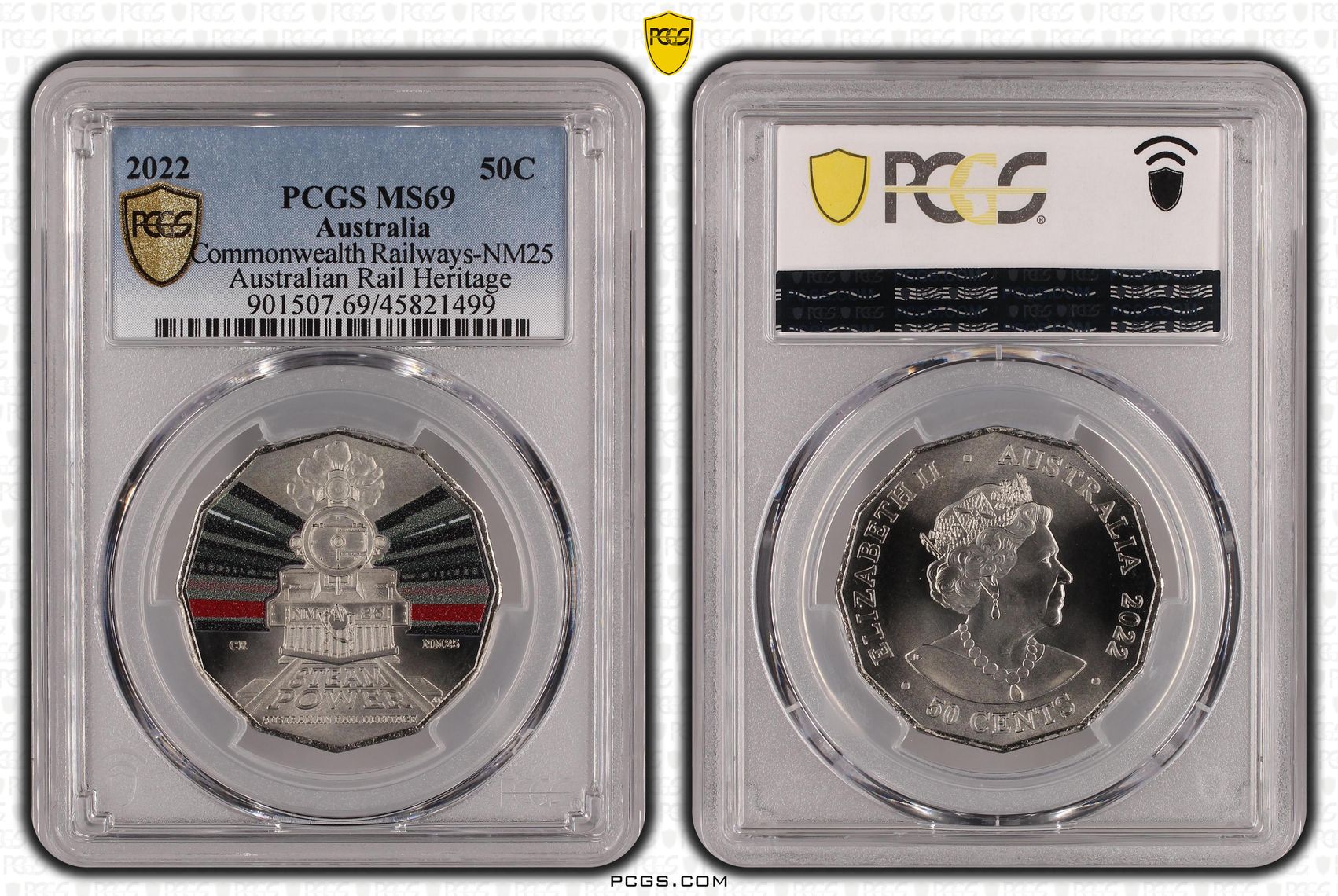 Commonwealth Railways-NM25 - Australian Rail Heritage, Fifty Cent, 2022, PCGS MS69