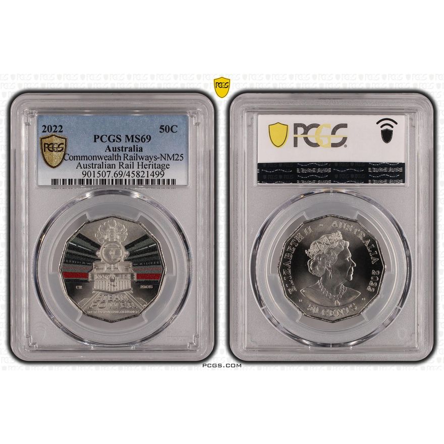 Commonwealth Railways-NM25 - Australian Rail Heritage, Fifty Cent, 2022, PCGS MS69
