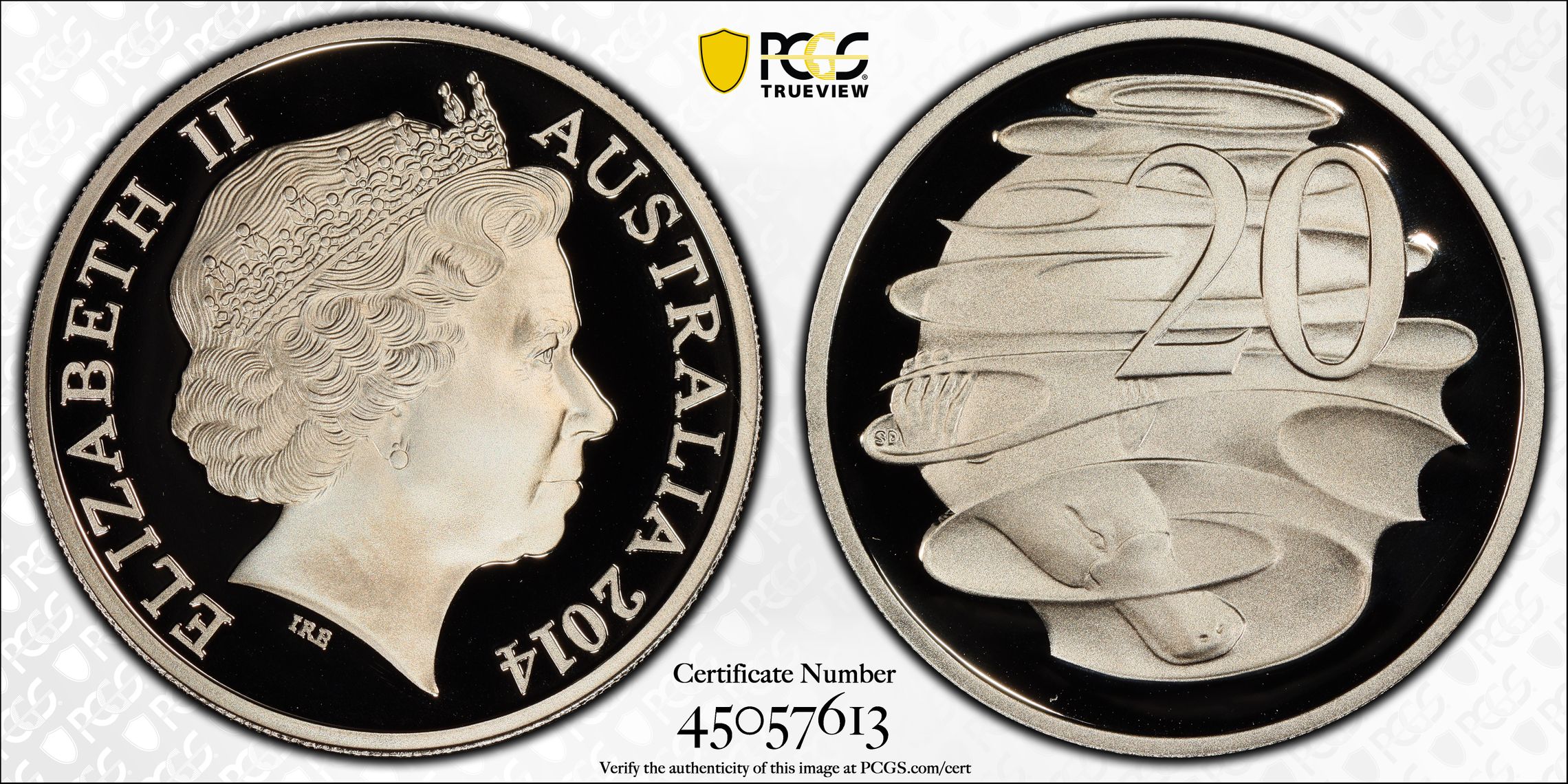 Elizabeth II, Twenty Cent, 2014, PCGS PR 70DCAM