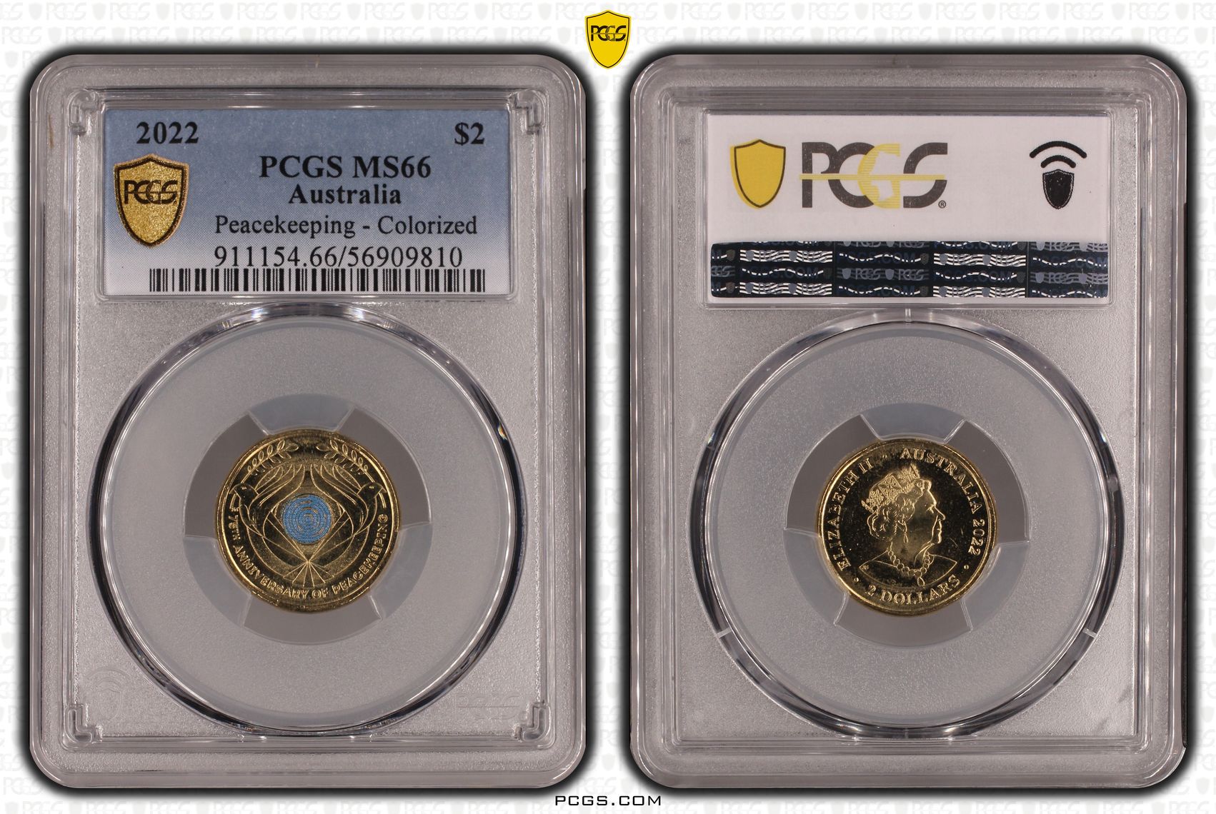 Peacekeeping - Colourised, Two Dollar, 2022, PCGS MS66