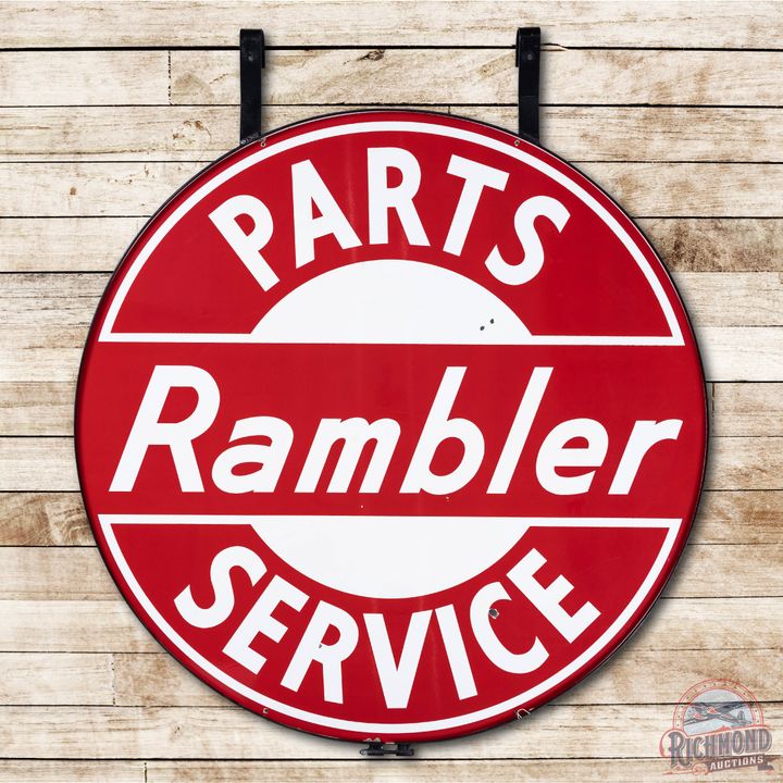 5' Rambler Parts & Service Double Sided Porcelain Sign & Ring