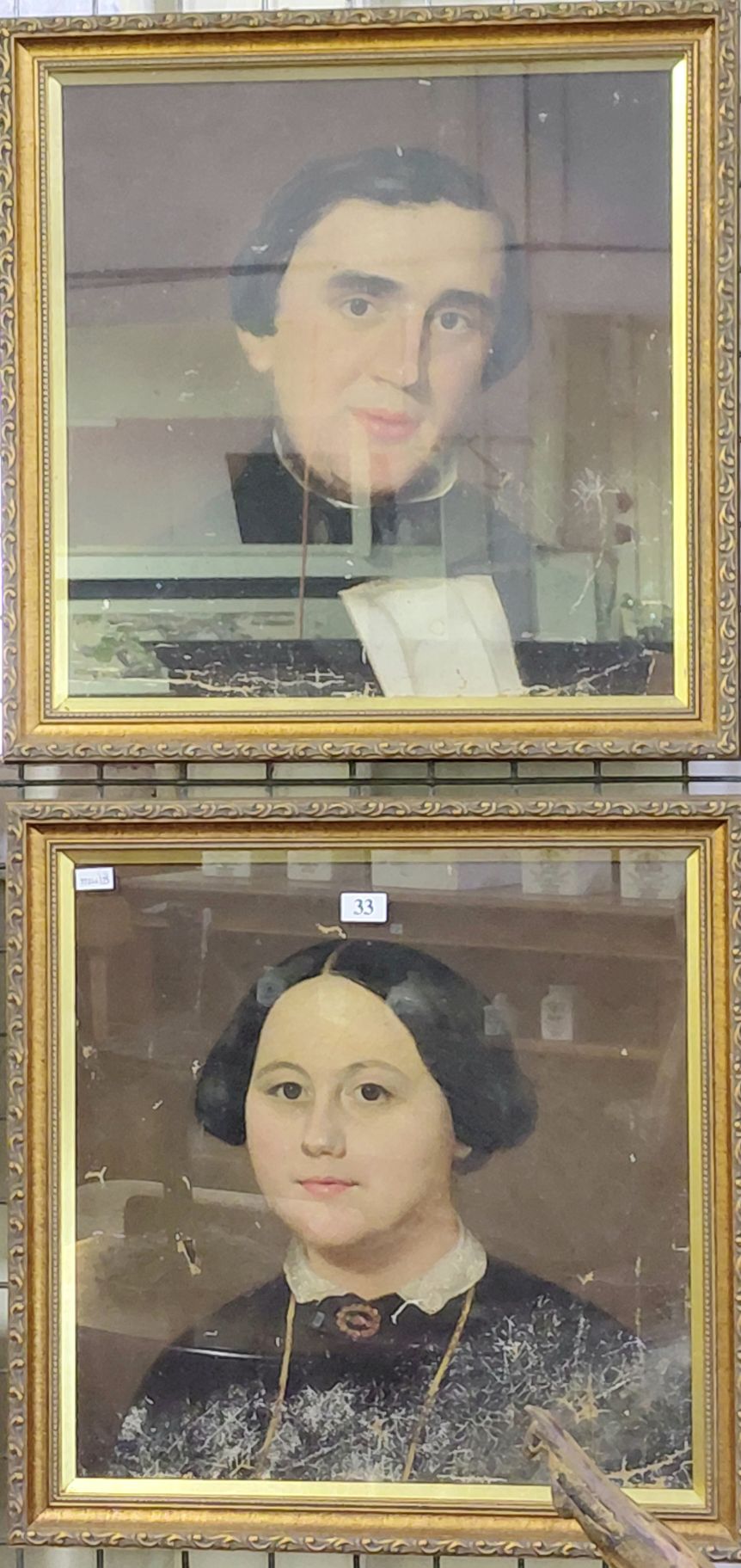 33 · A PAIR OF COLONIAL OIL PORTRAITS