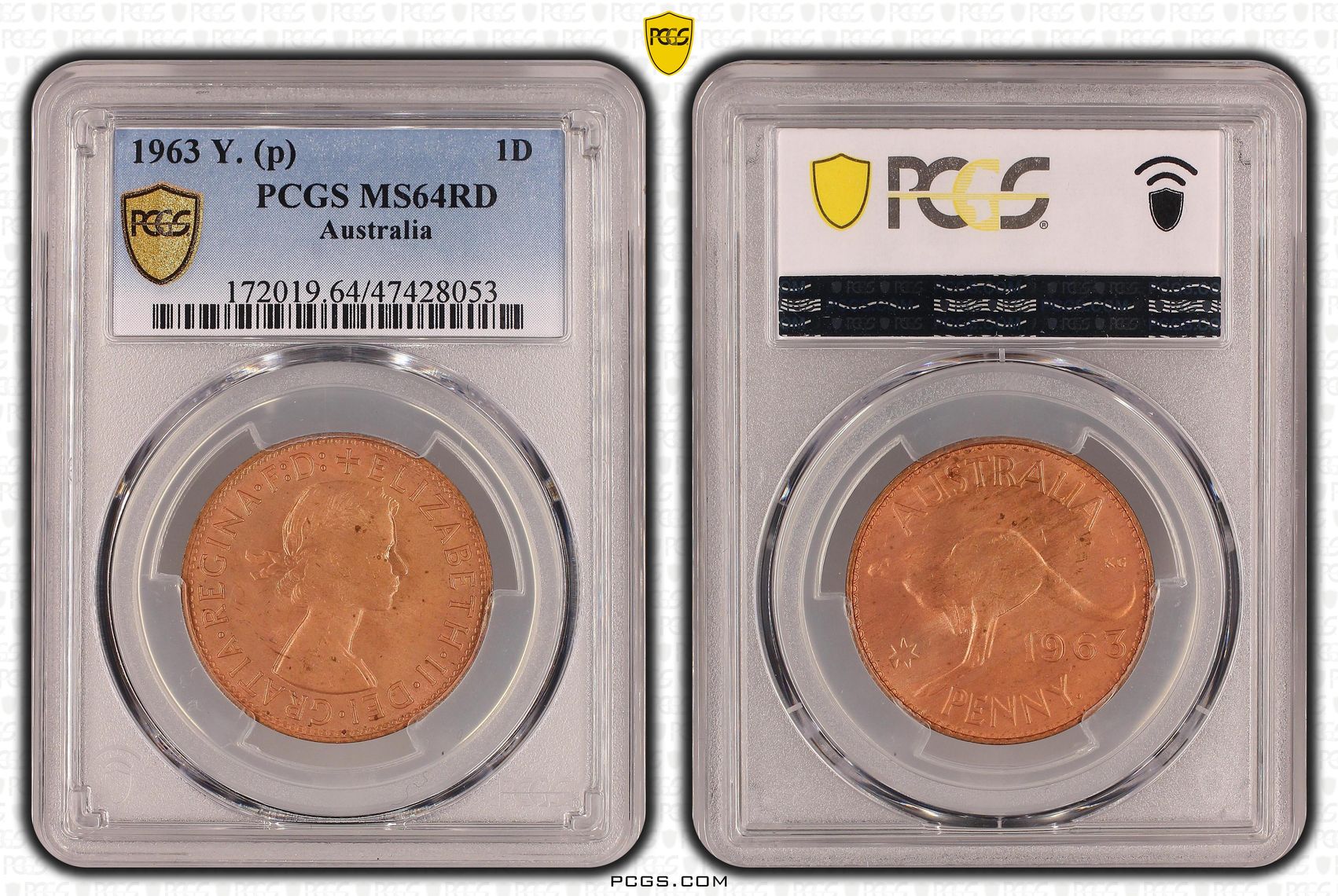 Elizabeth II, Penny, 1963-Y., PCGS MS64RD